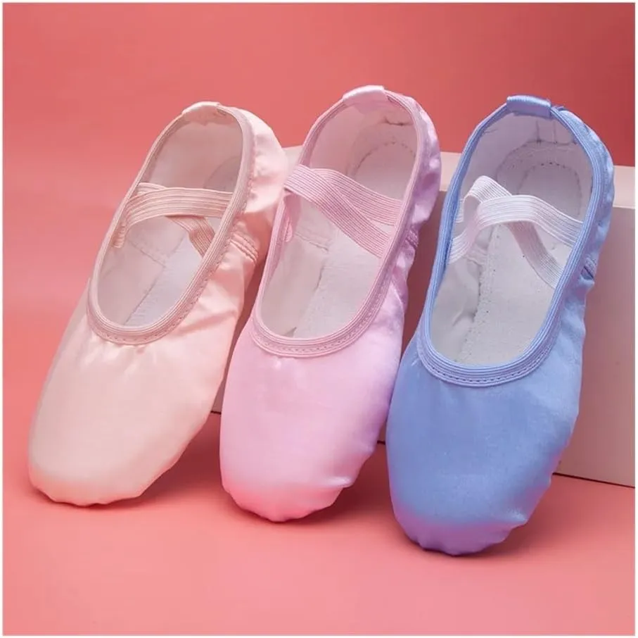 Pure Satin Pink Flesh Blue Color from Child 23 to Women 43 Girls Kids Pointe Shoes Dance Slippers Ballerina Practice Ballet Shoe(Red,37)