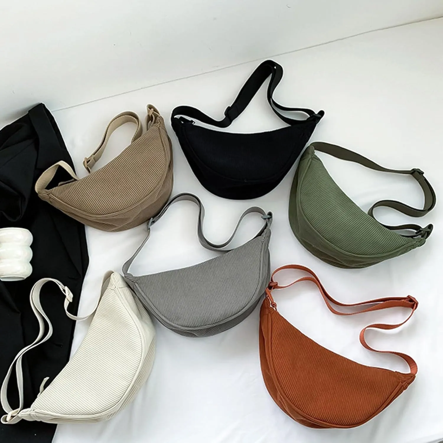 Purses for Women Crossbody Anti Theft Fashion Canvas Hippie Crossbody Bags Carry on Bag for Airplanes Women(Black)