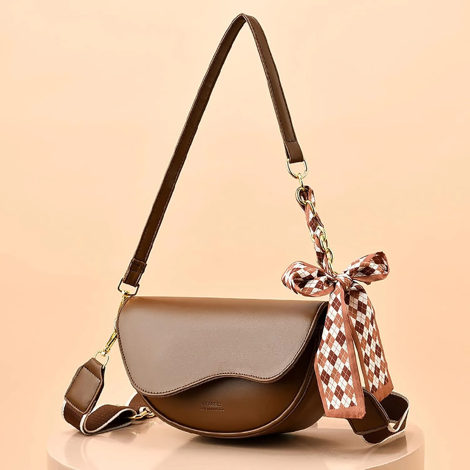 Purses for Women Crossbody Anti Theft Fashion Cotton Canvas Handbags Tote Purses Multi Compartment Purse(Brown)