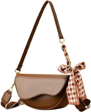Purses for Women Crossbody Anti Theft Fashion Cotton Canvas Handbags Tote Purses Multi Compartment Purse(Brown)