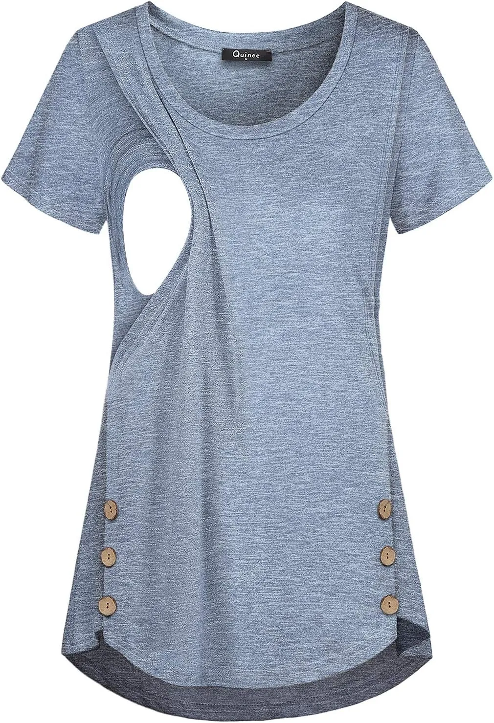 Quinee Women's Casual Button Side Nursing Tops Maternity Breastfeeding Tunic