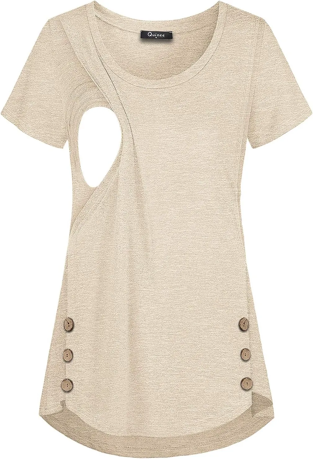 Quinee Women's Casual Button Side Nursing Tops Maternity Breastfeeding Tunic