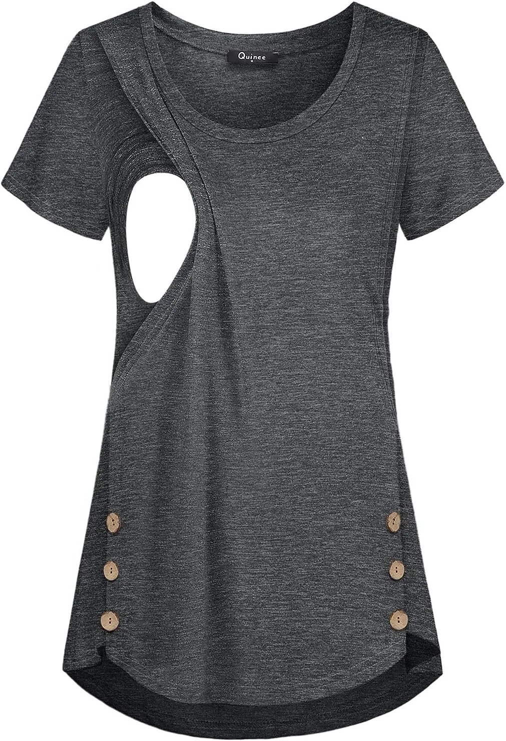 Quinee Women's Casual Button Side Nursing Tops Maternity Breastfeeding Tunic