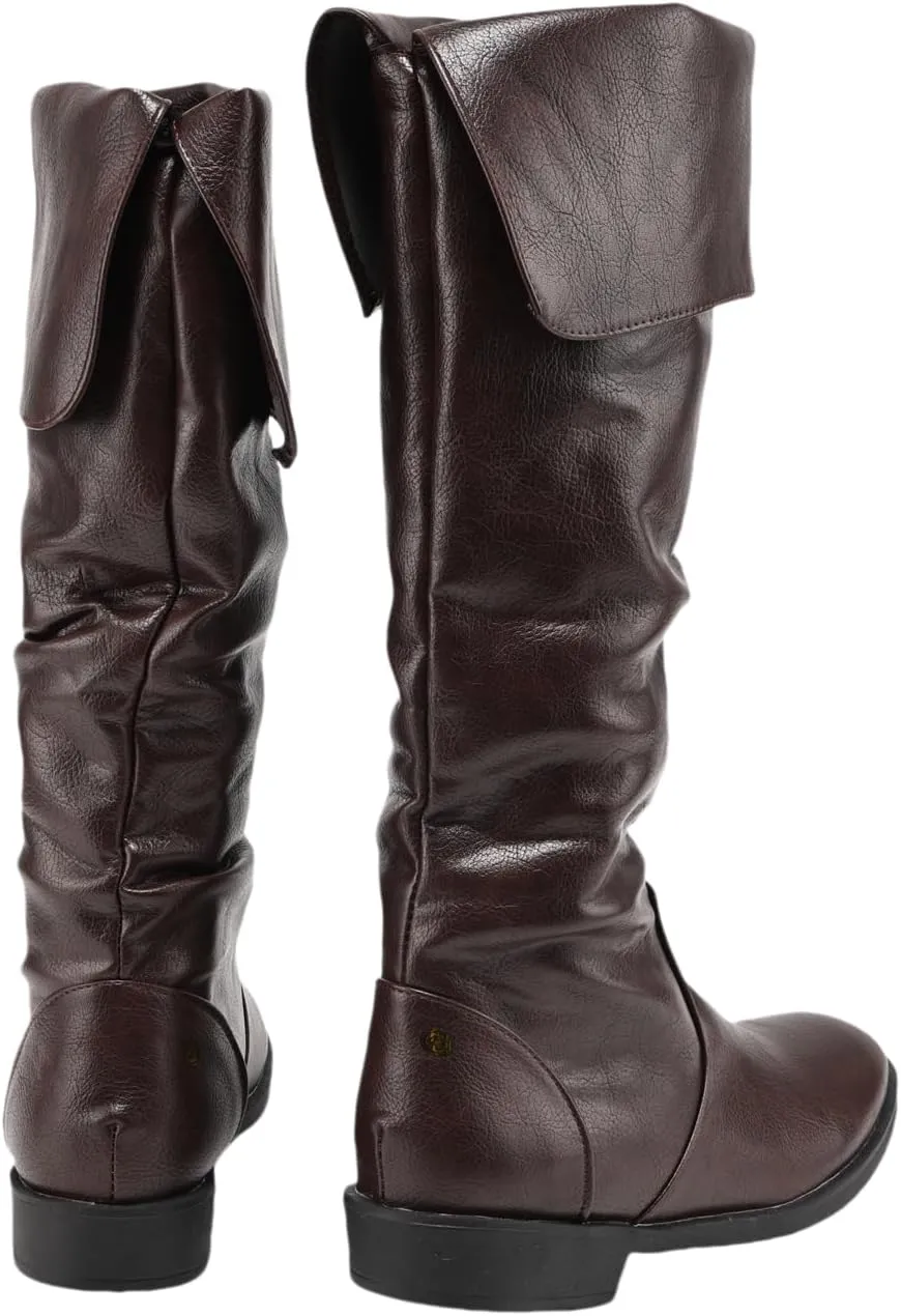 Renaissance Medieval Pirate Boots Mens Western Knight Boots Flat Jazz Pull On Mid Calf Gothic Cosplay Shoes