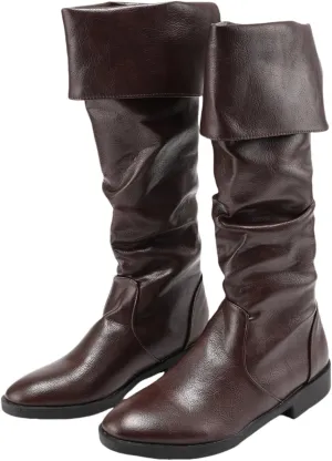 Renaissance Medieval Pirate Boots Mens Western Knight Boots Flat Jazz Pull On Mid Calf Gothic Cosplay Shoes