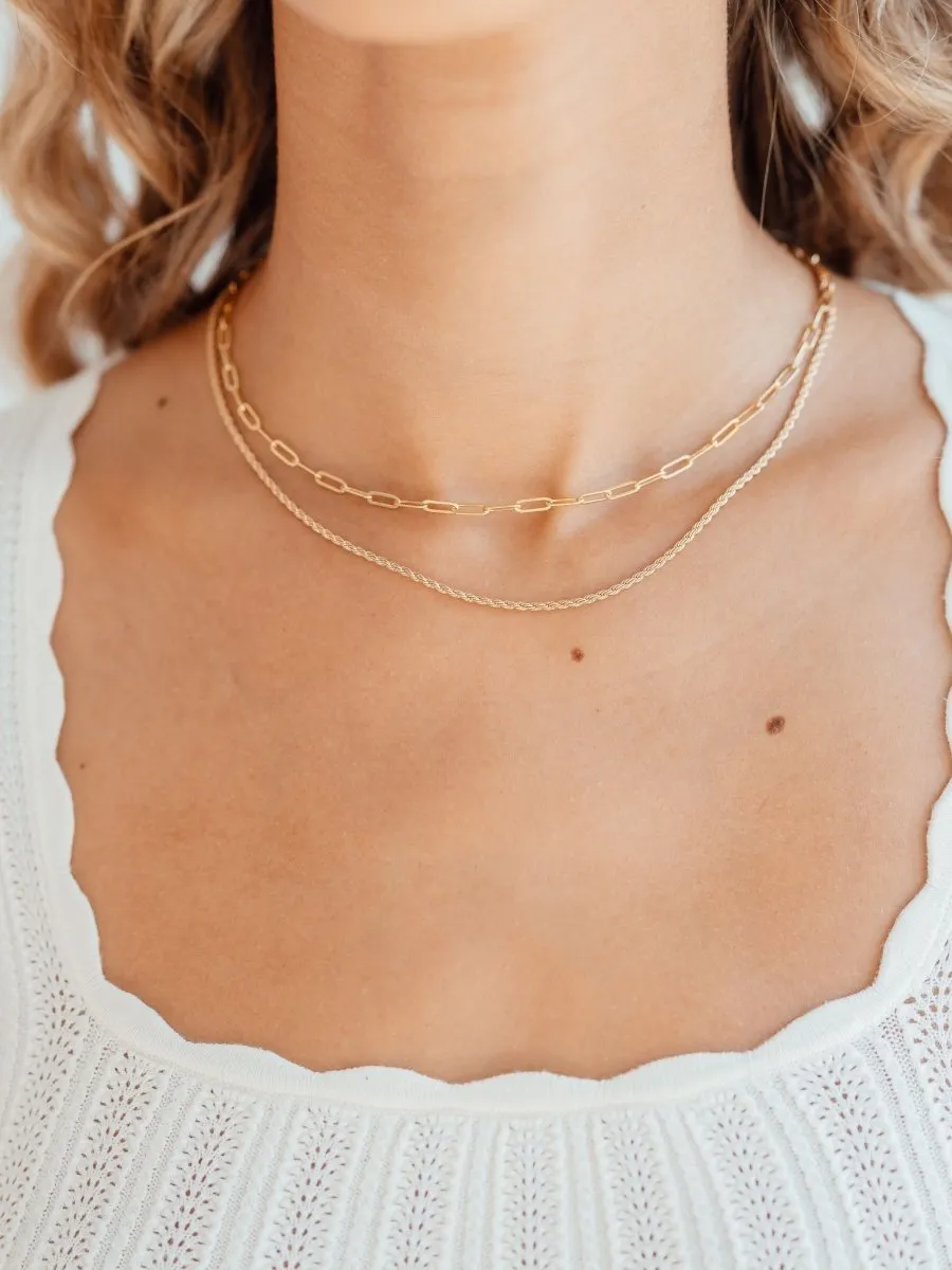 Rope Chain   Paperclip Chain Necklace Set