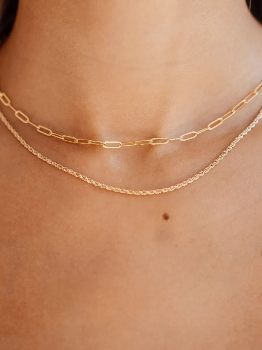 Rope Chain   Paperclip Chain Necklace Set