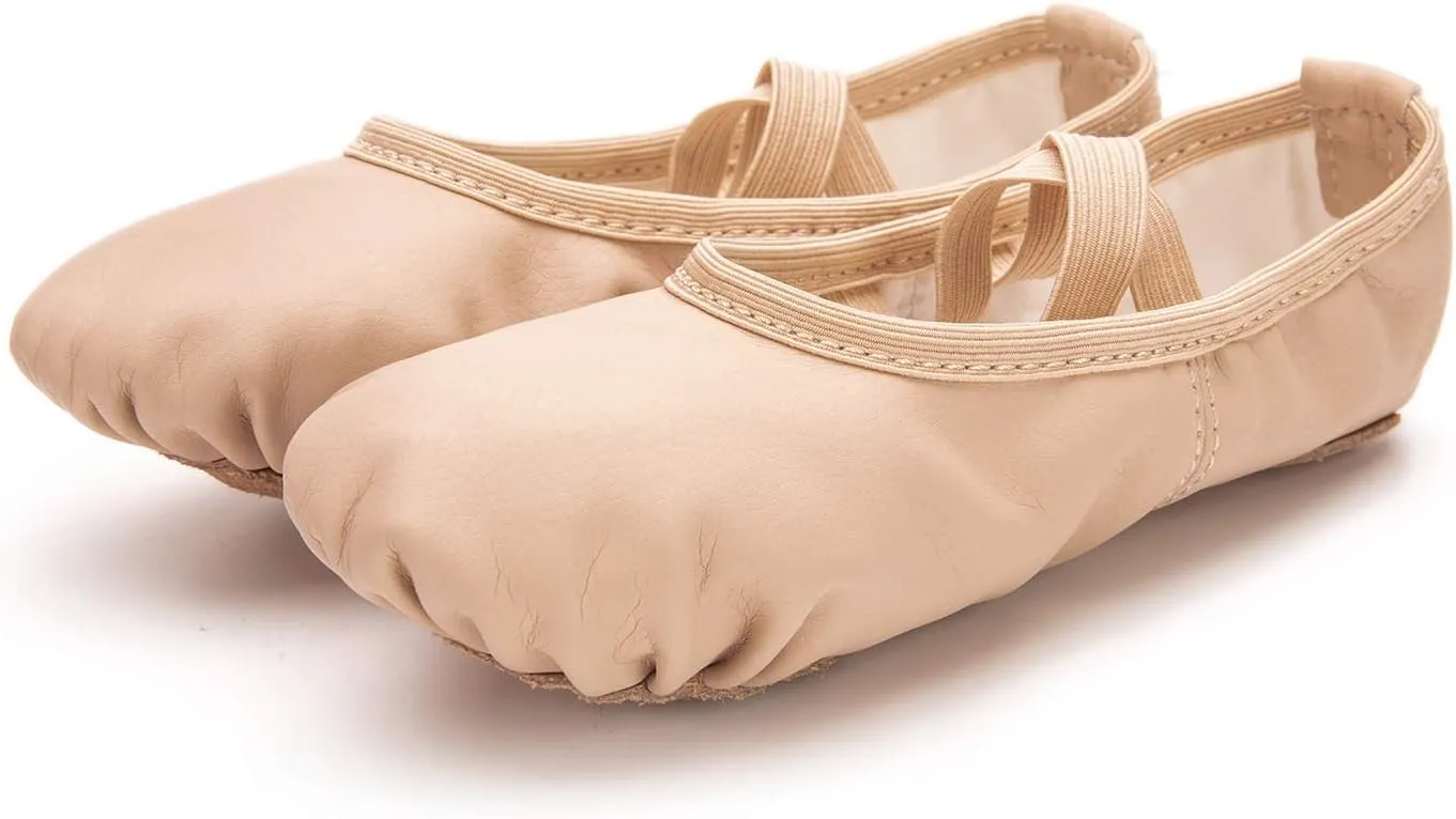 RoseMoli Ballet Shoes for Girls/Toddlers/Kids/Women, Leather Yoga Shoes/Ballet Slippers for Dancing