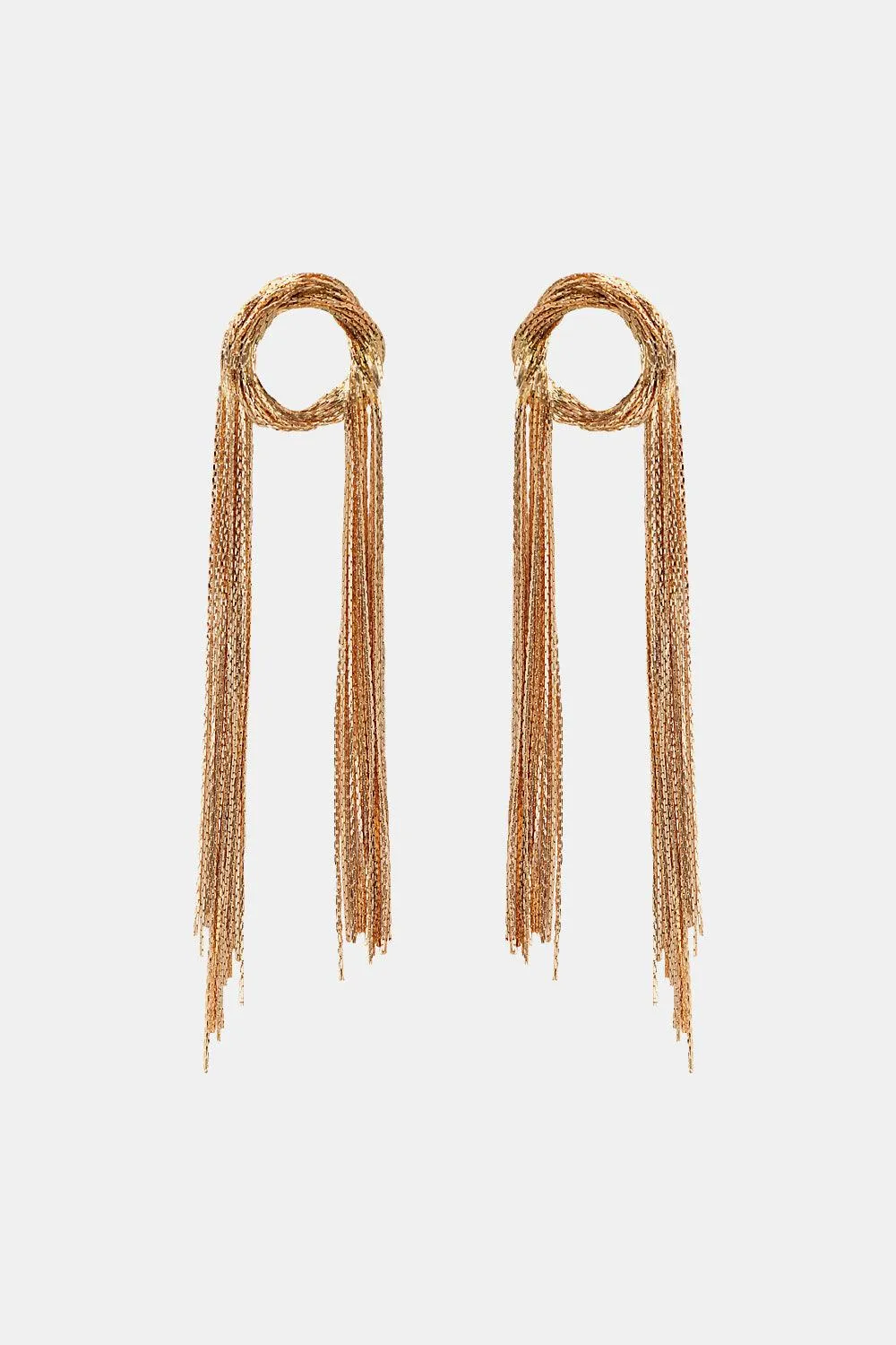 Round Shape Fringed Copper Earrings