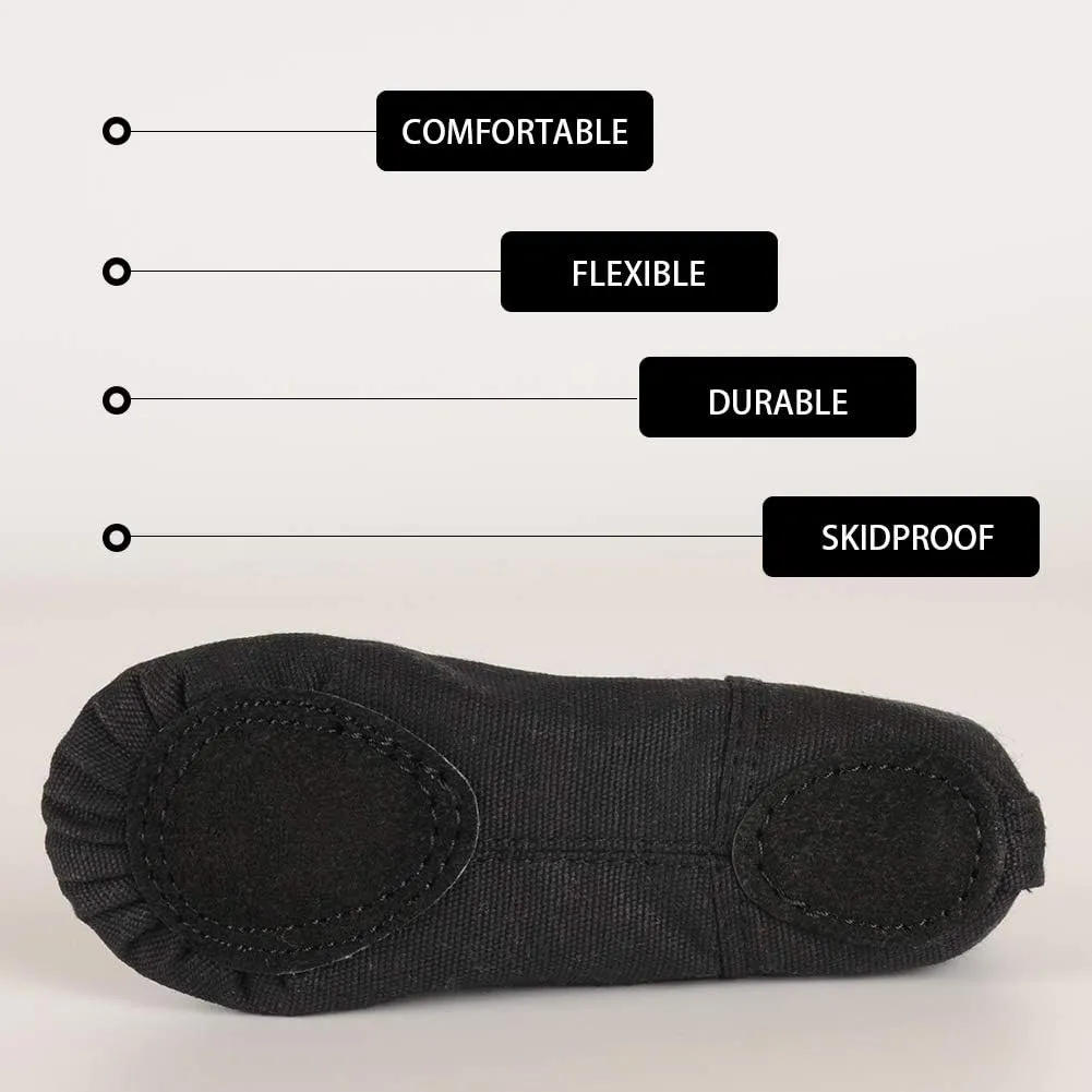 RUQIJI Canvas Ballet Shoes for Girls/Toddlers/Kids/Women, Ballet Practice Shoes/Full Sole Ballet Slippers/Better Fit Dance Shoes