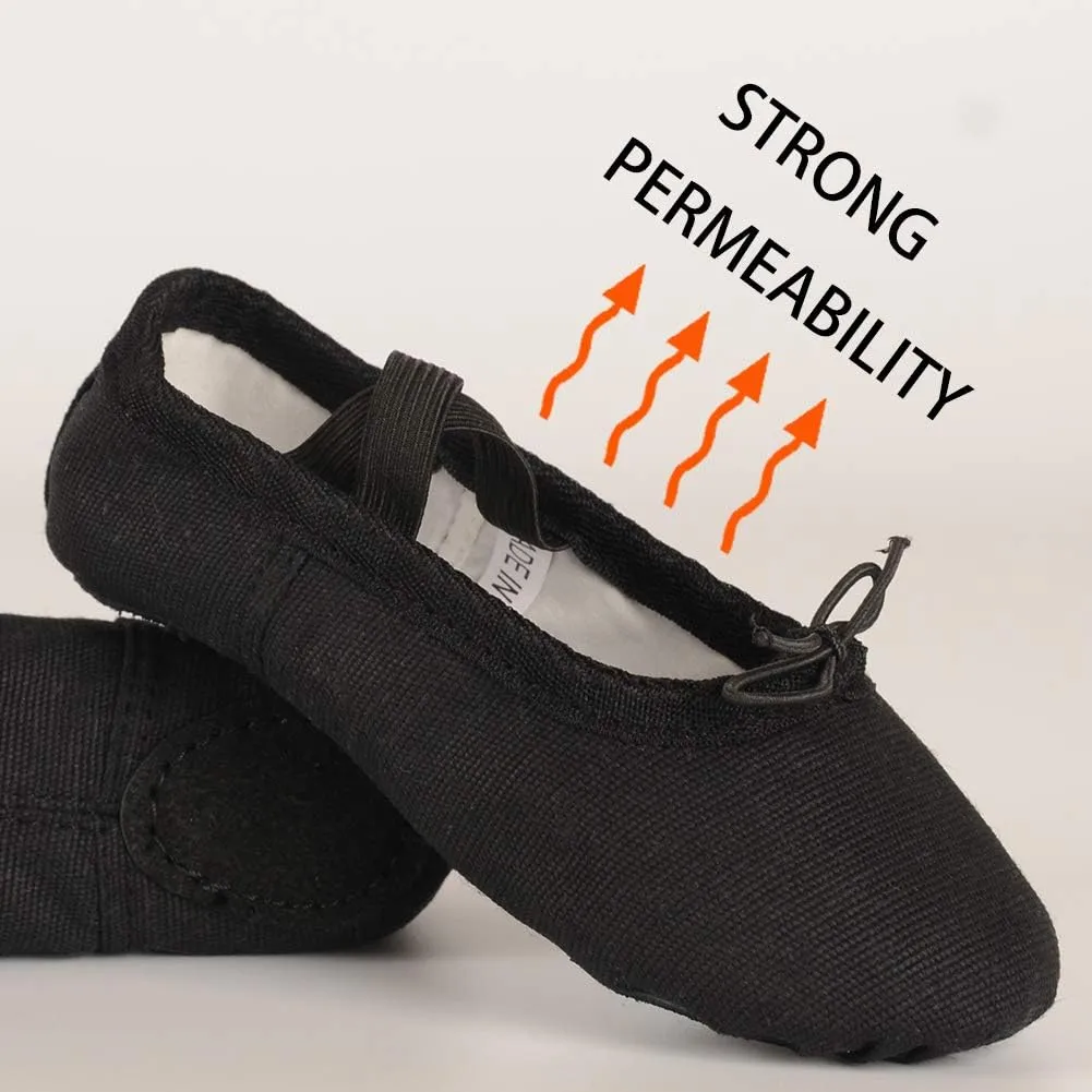 RUQIJI Canvas Ballet Shoes for Girls/Toddlers/Kids/Women, Ballet Practice Shoes/Full Sole Ballet Slippers/Better Fit Dance Shoes