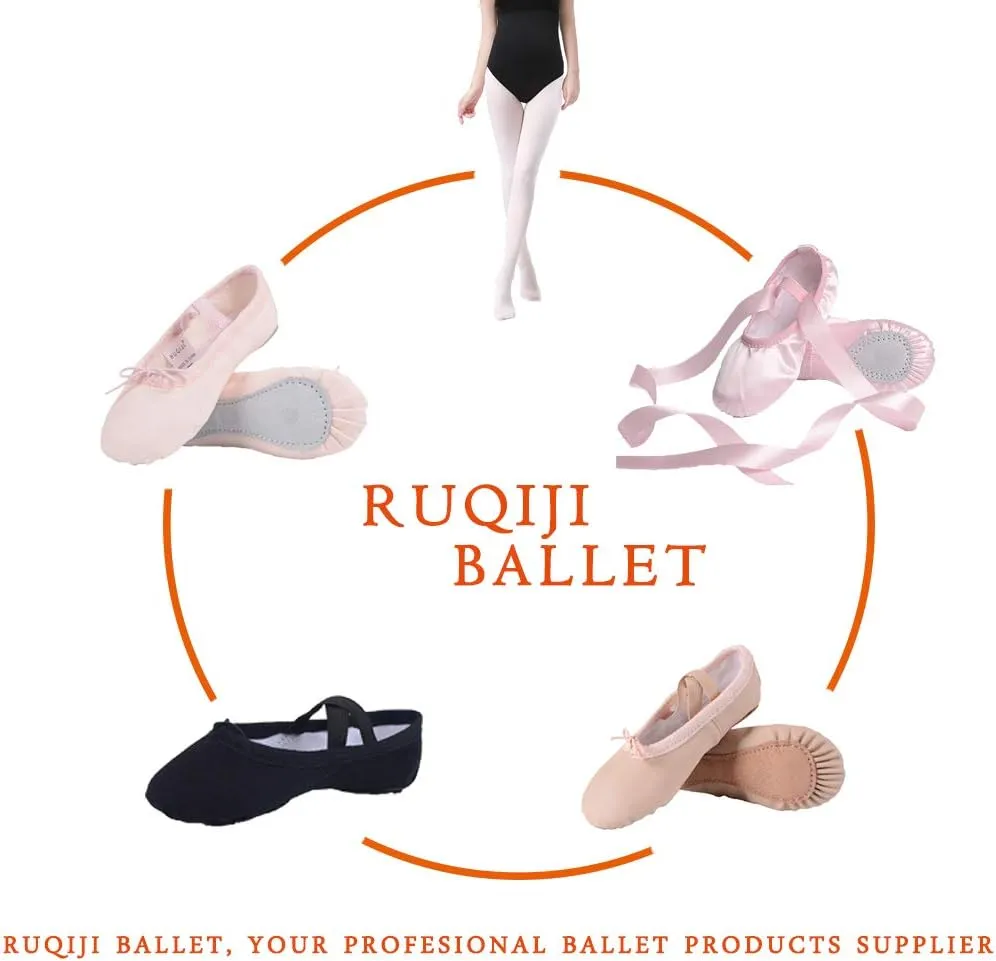 RUQIJI Canvas Ballet Shoes for Girls/Toddlers/Kids/Women, Ballet Practice Shoes/Full Sole Ballet Slippers/Better Fit Dance Shoes