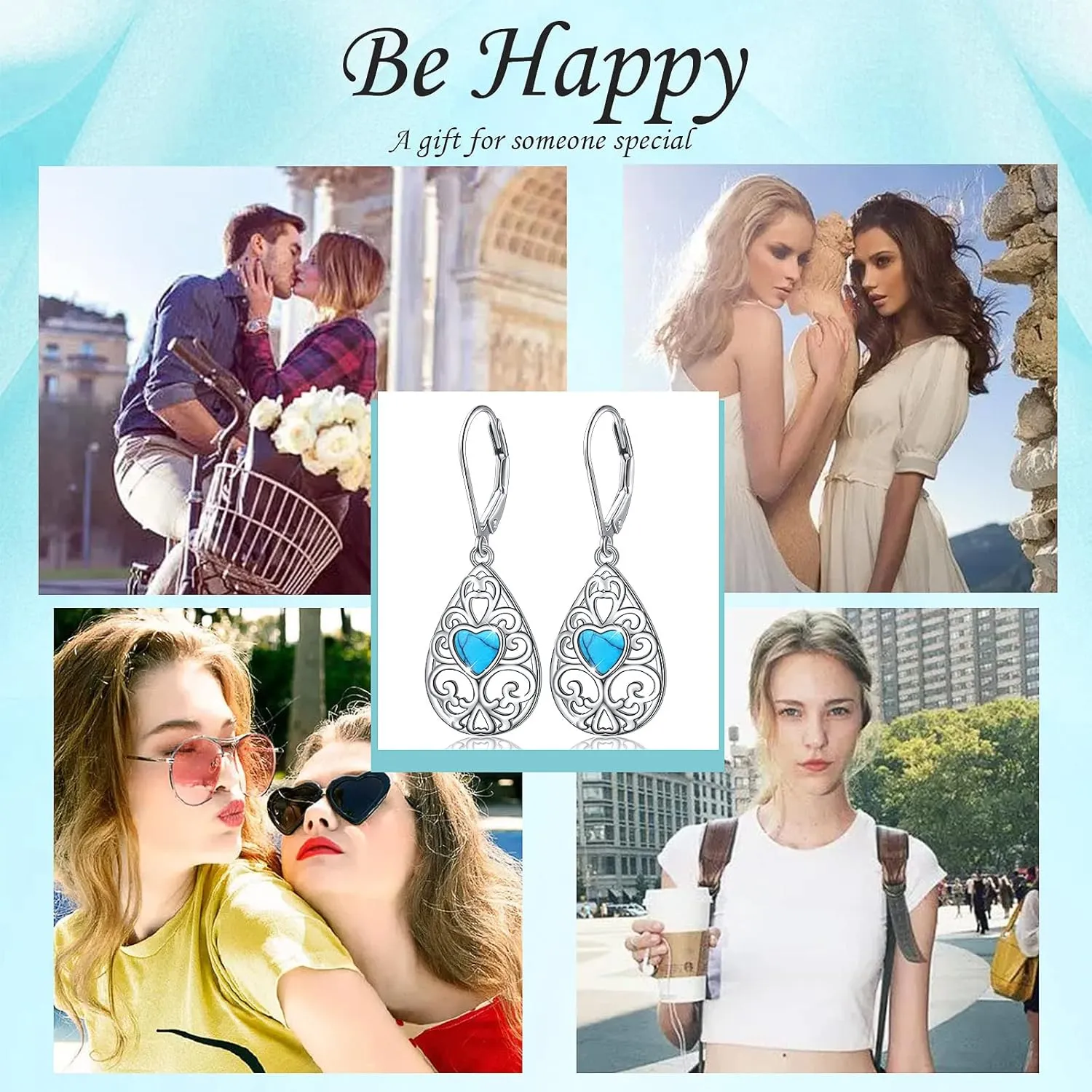 S925 Sterling Silver Heart Drop Dangle Studs Filigree Earrings Jewelry Birthday Gifts for Women Girlfriend