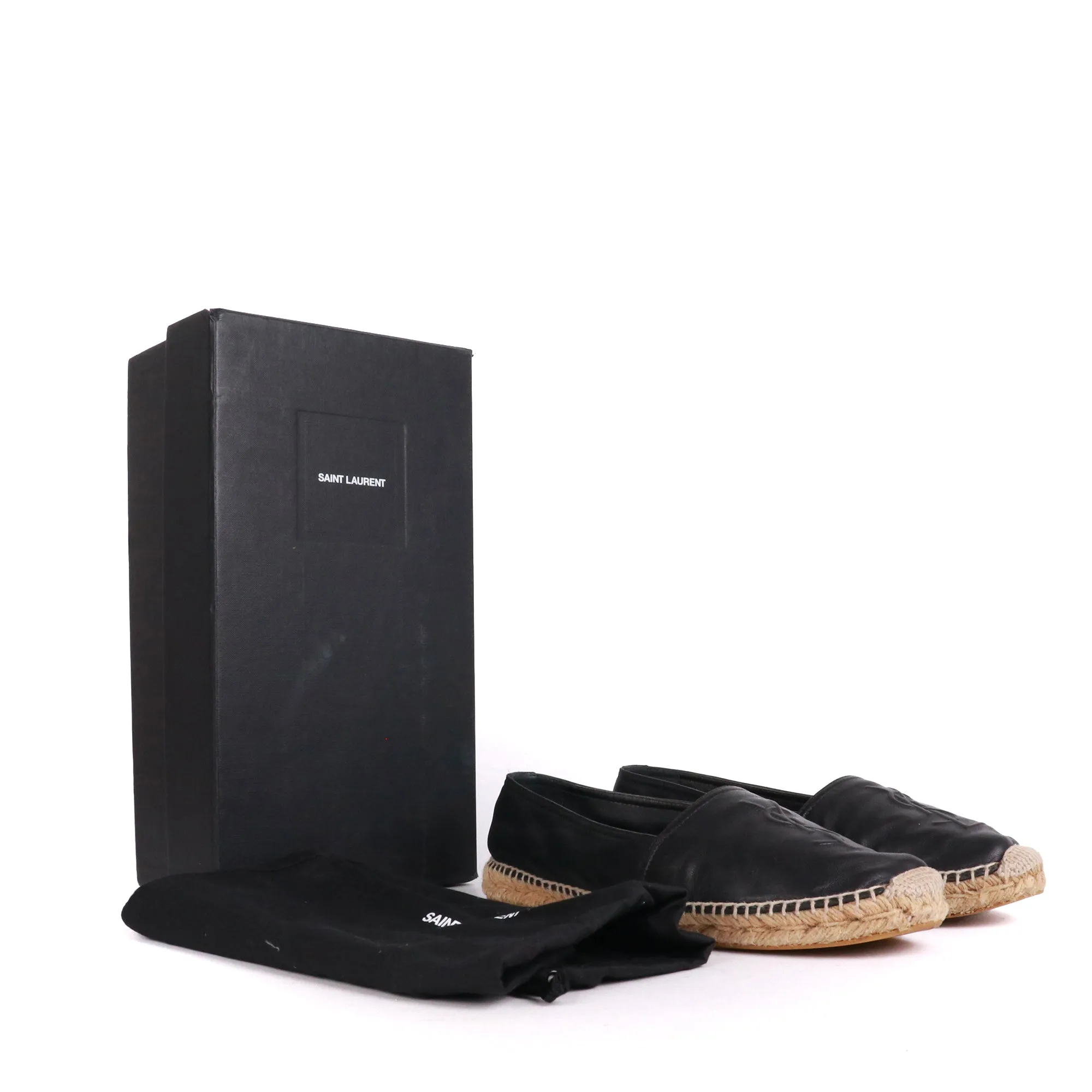 SAINT LAURENT - Espadrilles Saint Laurent en cuir embossé noir (T39)