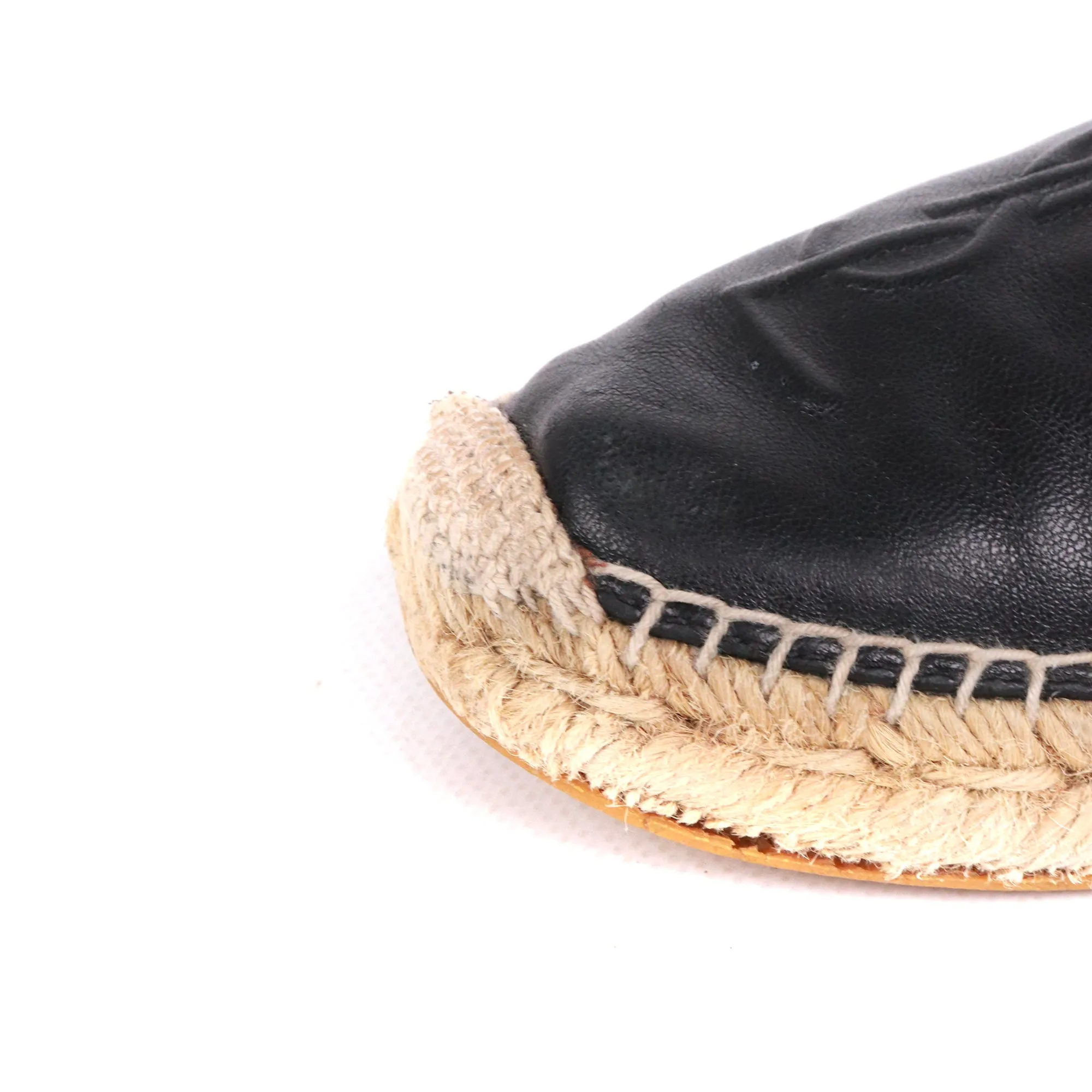 SAINT LAURENT - Espadrilles Saint Laurent en cuir embossé noir (T39)