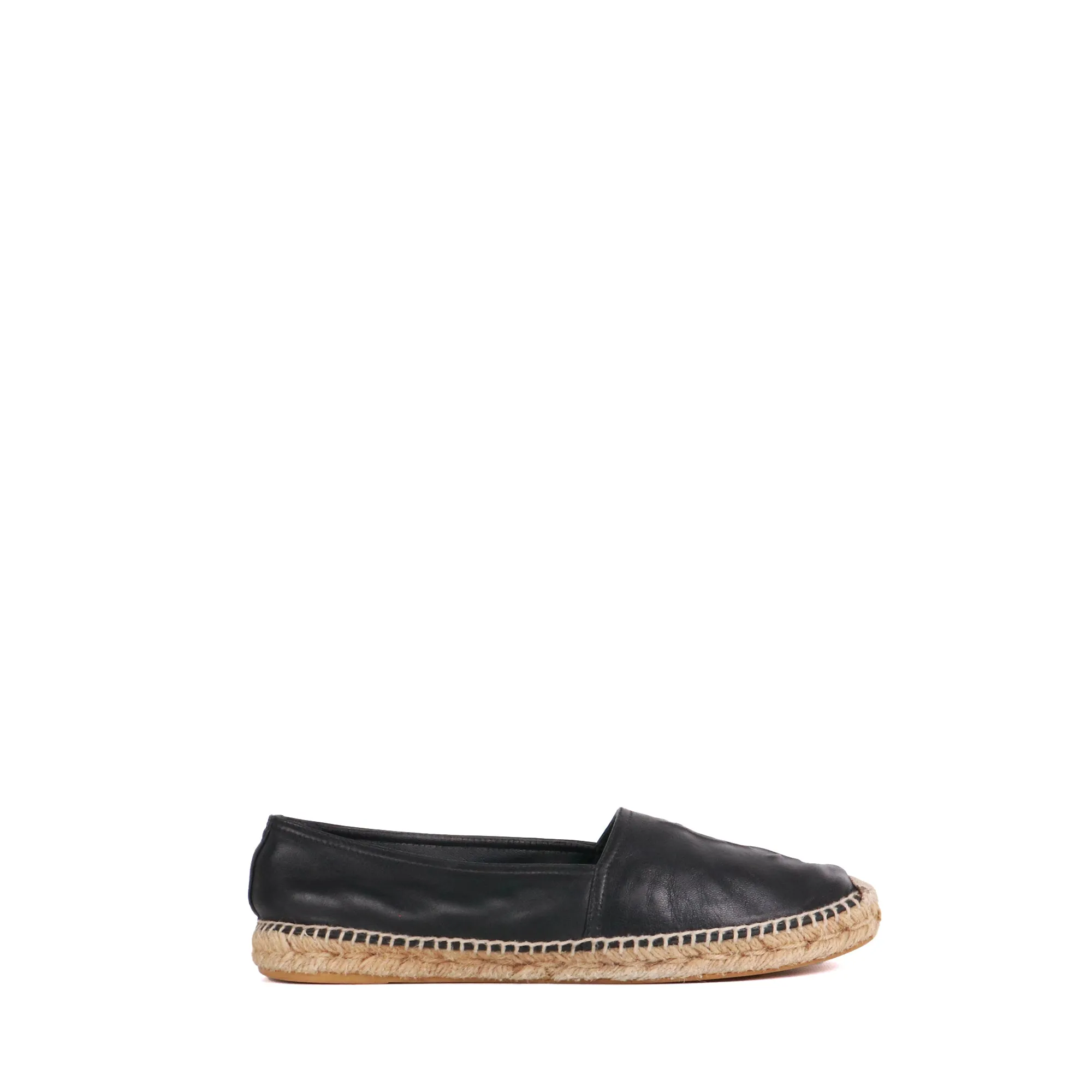 SAINT LAURENT - Espadrilles Saint Laurent en cuir embossé noir (T39)