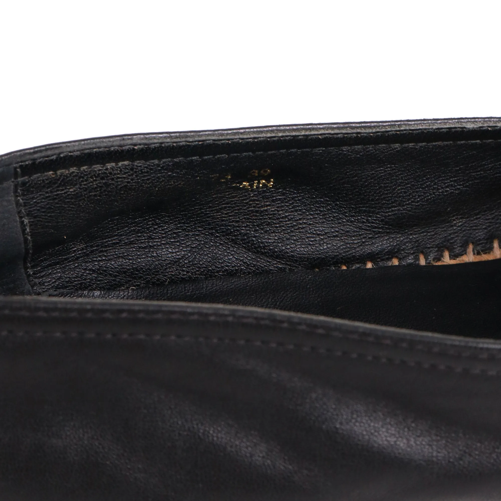 SAINT LAURENT - Espadrilles Saint Laurent en cuir embossé noir (T39)