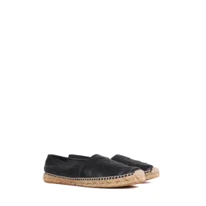 SAINT LAURENT - Espadrilles Saint Laurent en cuir embossé noir (T39)