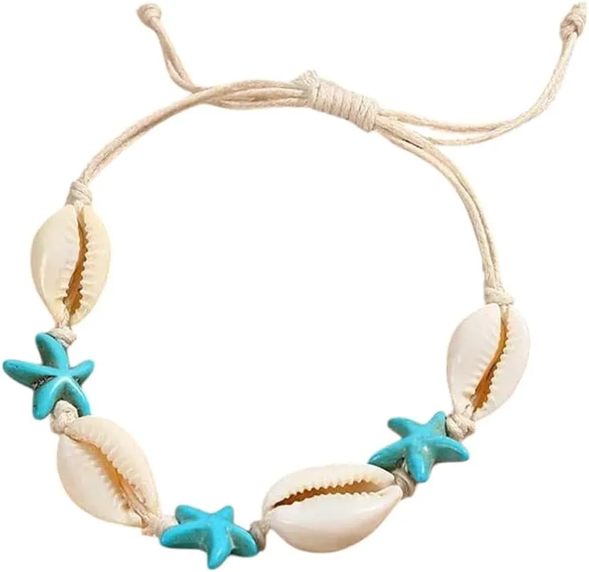 Sea Shell Starfish Bracelet For Women Hers Fashion Tortoise Charm Handmade Woven Rope Beads Jewelry Beach Gifts