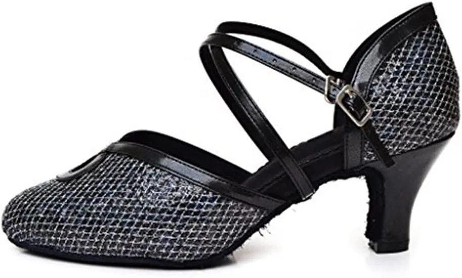 Sequin Women's Suede Sole Party Wedding Shoes Practice Ballroom Dance Shoes for 1920S