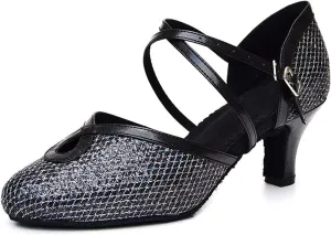 Sequin Women's Suede Sole Party Wedding Shoes Practice Ballroom Dance Shoes for 1920S