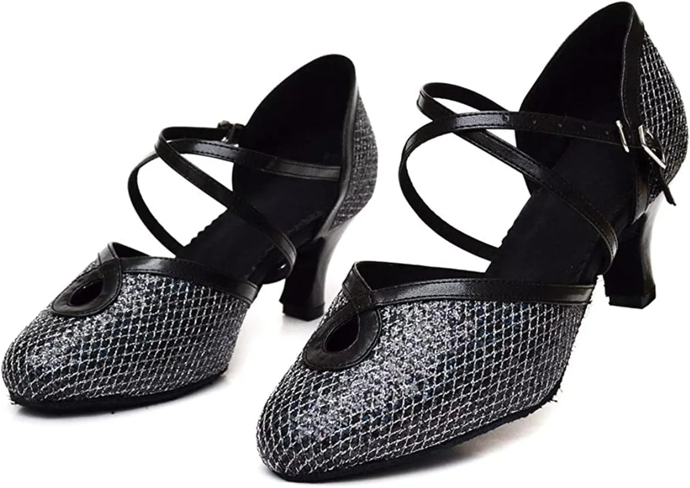 Sequin Women's Suede Sole Party Wedding Shoes Practice Ballroom Dance Shoes for 1920S