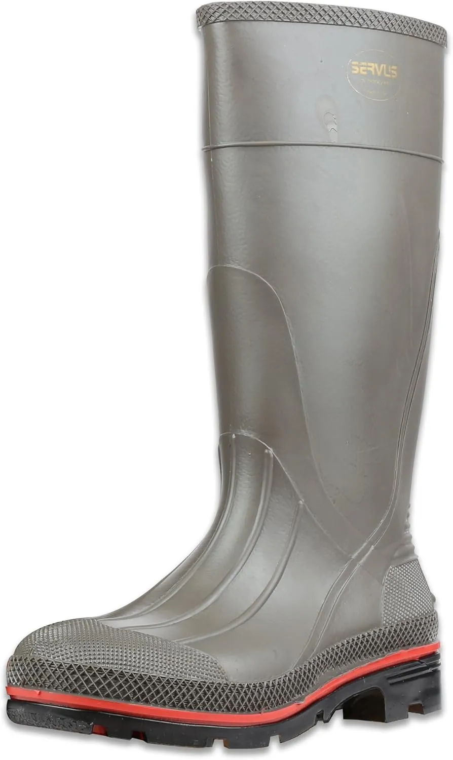 Servus Pro 15" PVC Chemical-Resistant Soft Toe Men's Work Boots, Gray, Red & Black (75102)