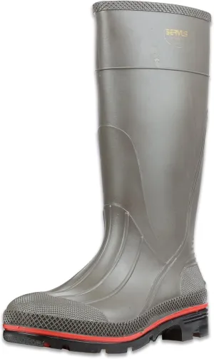 Servus Pro 15" PVC Chemical-Resistant Soft Toe Men's Work Boots, Gray, Red & Black (75102)