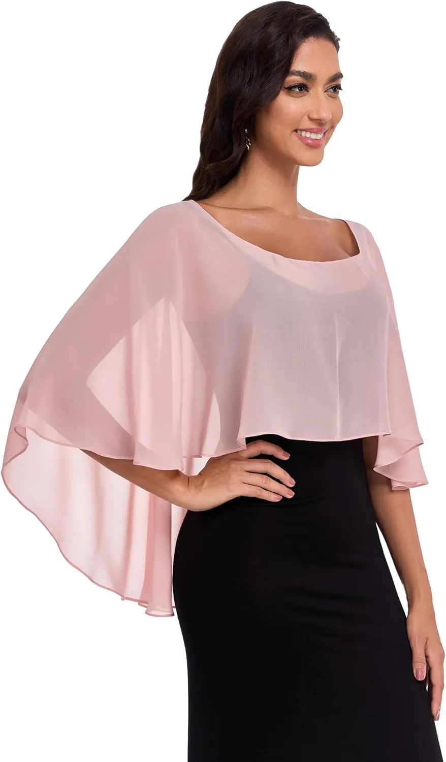 Sheer Shawls and Wraps for Evening Dresses Chiffon Capes for Women Soft Wedding Cover Up