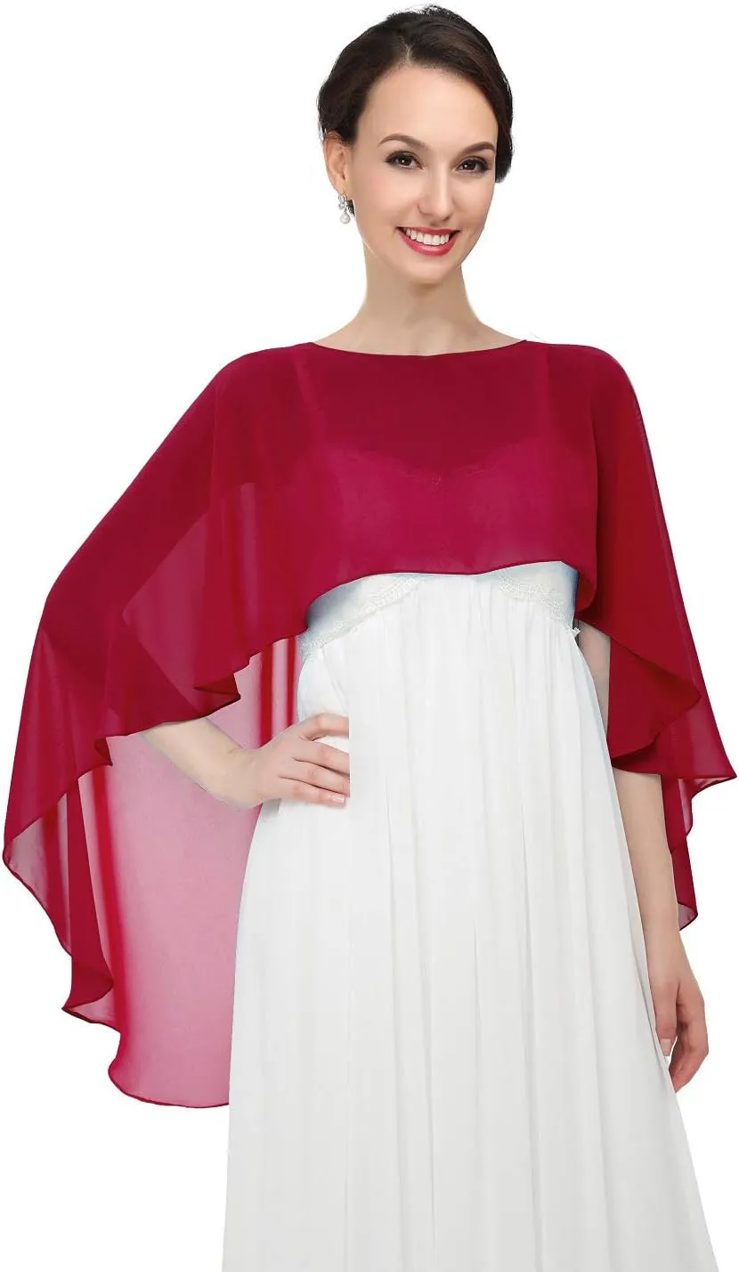 Sheer Shawls and Wraps for Evening Dresses Chiffon Capes for Women Soft Wedding Cover Up