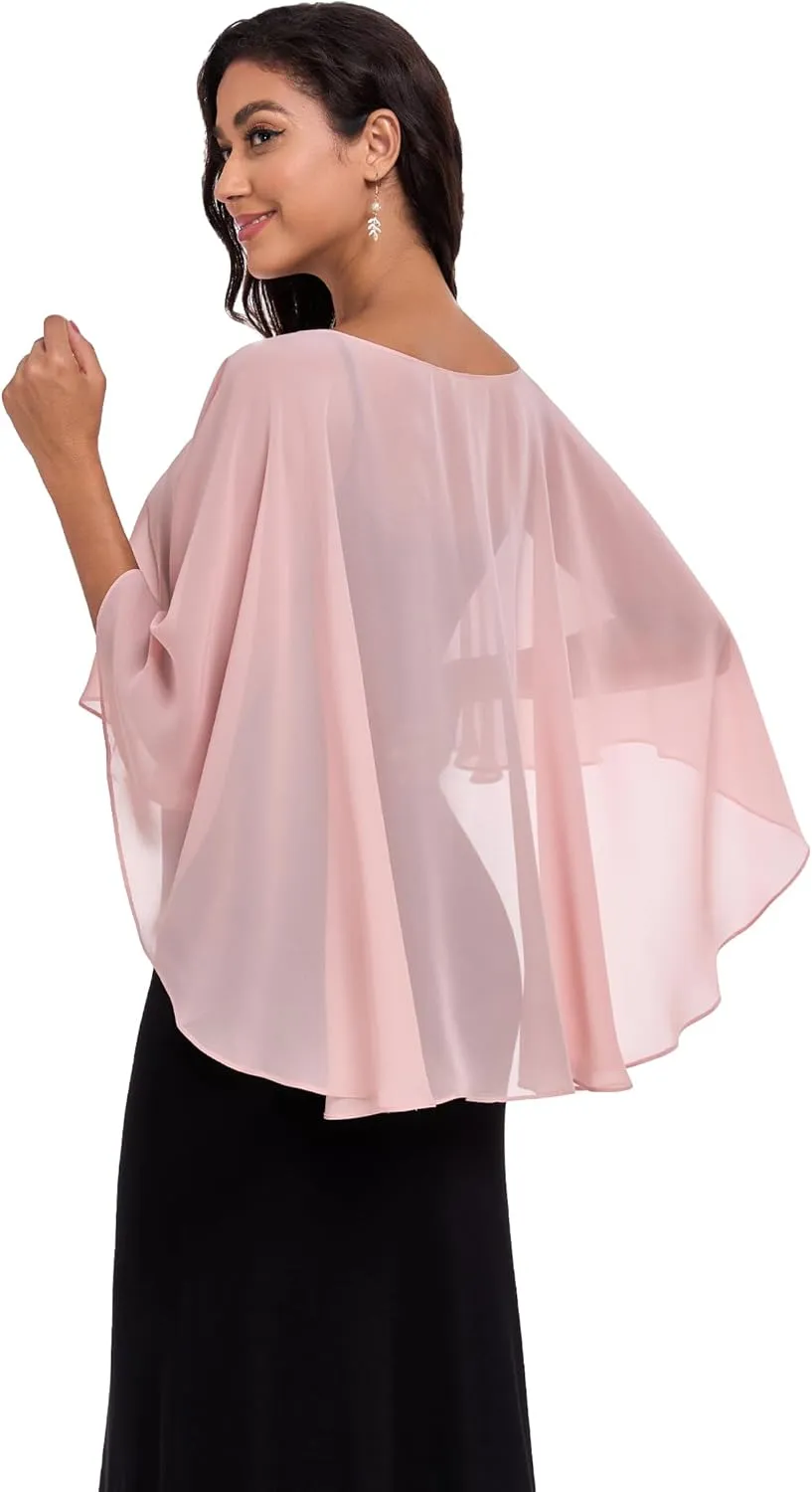 Sheer Shawls and Wraps for Evening Dresses Chiffon Capes for Women Soft Wedding Cover Up