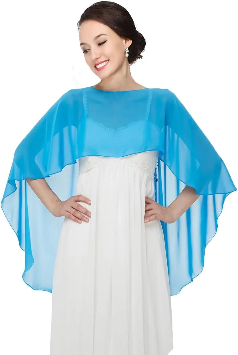 Sheer Shawls and Wraps for Evening Dresses Chiffon Capes for Women Soft Wedding Cover Up