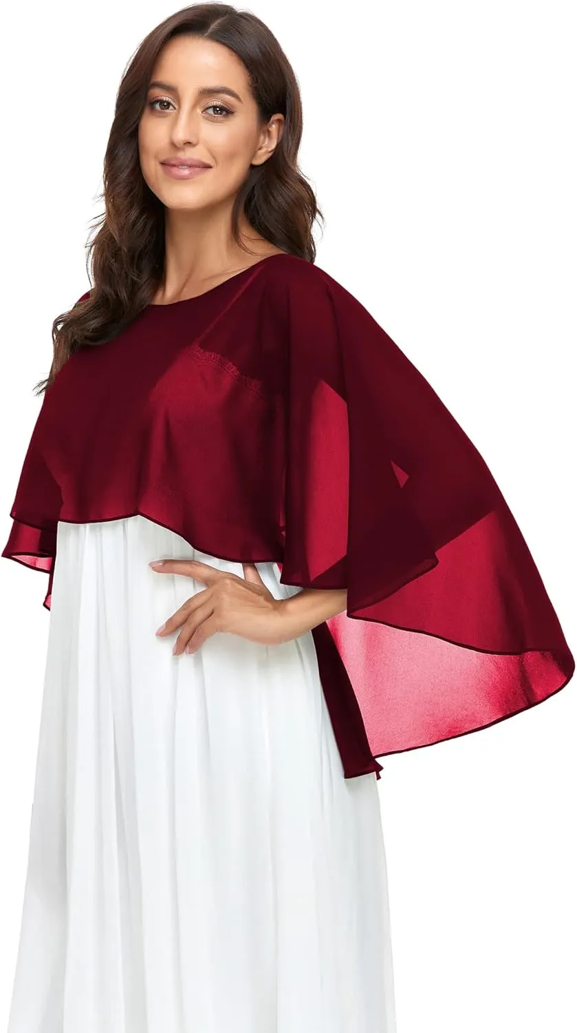 Sheer Shawls and Wraps for Evening Dresses Chiffon Capes for Women Soft Wedding Cover Up