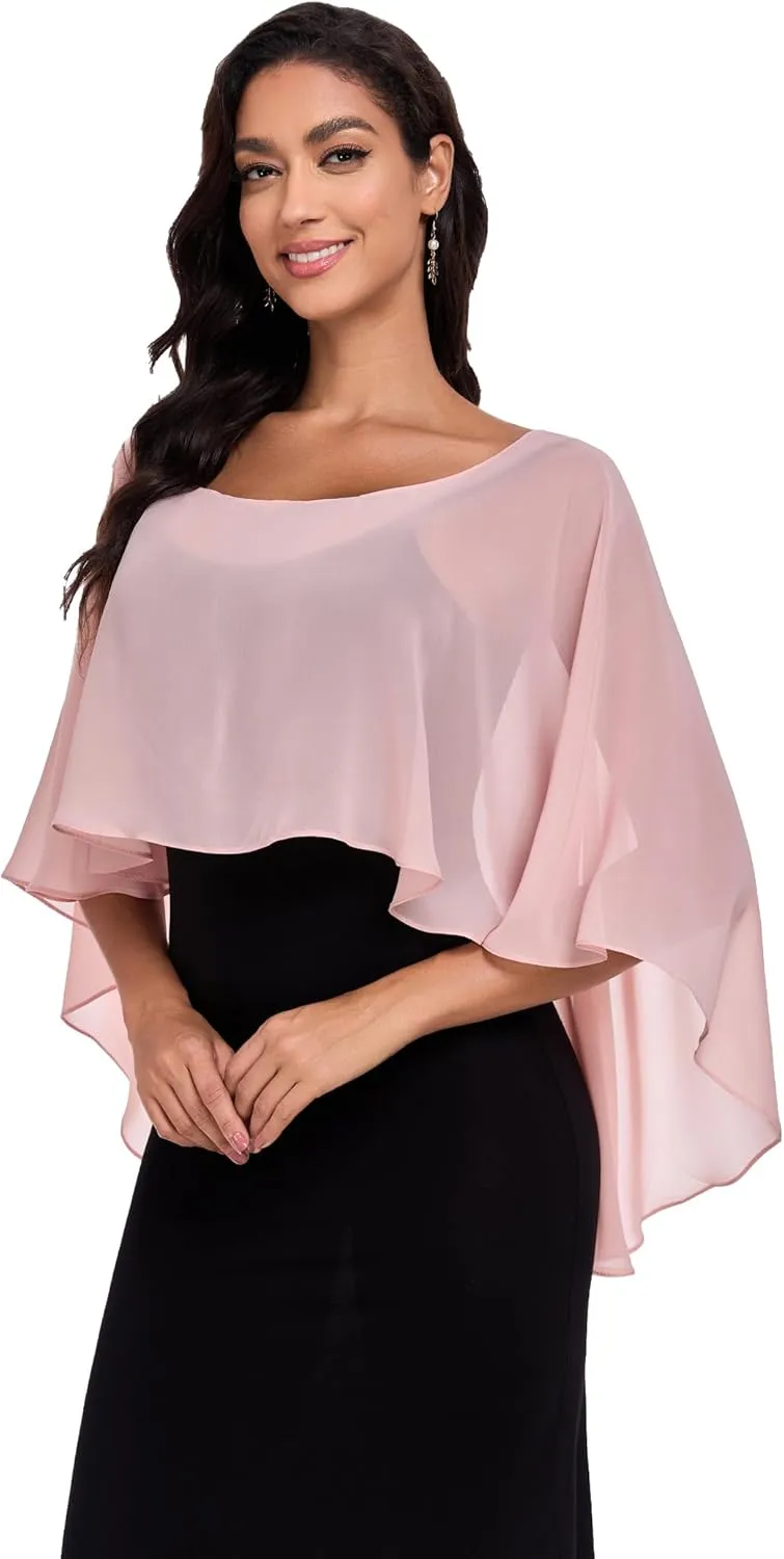 Sheer Shawls and Wraps for Evening Dresses Chiffon Capes for Women Soft Wedding Cover Up