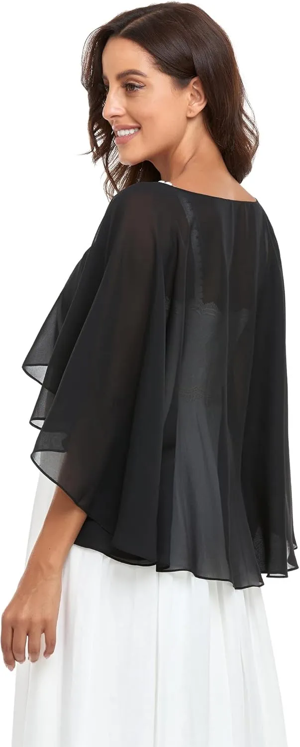 Sheer Shawls and Wraps for Evening Dresses Chiffon Capes for Women Soft Wedding Cover Up
