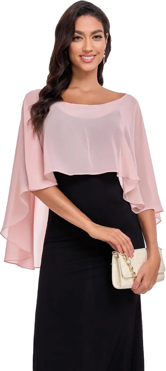 Sheer Shawls and Wraps for Evening Dresses Chiffon Capes for Women Soft Wedding Cover Up