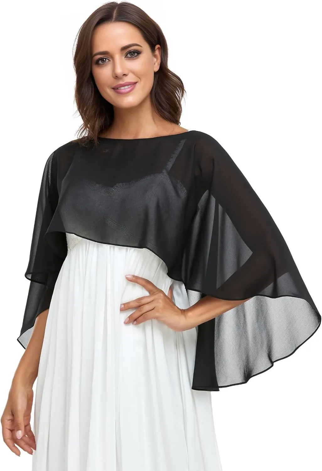 Sheer Shawls and Wraps for Evening Dresses Chiffon Capes for Women Soft Wedding Cover Up