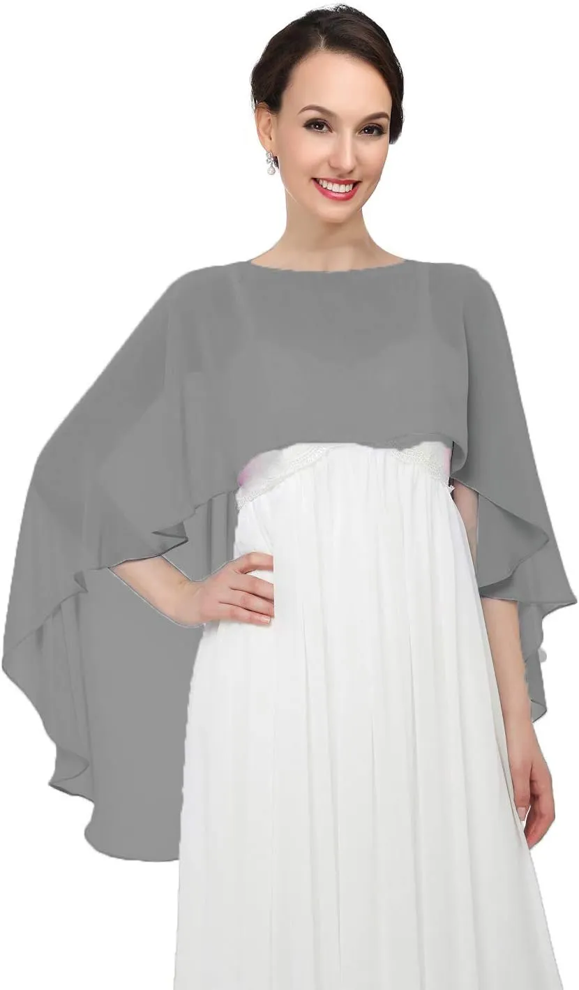 Sheer Shawls and Wraps for Evening Dresses Chiffon Capes for Women Soft Wedding Cover Up