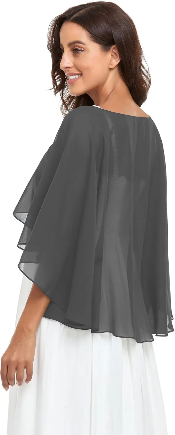 Sheer Shawls and Wraps for Evening Dresses Chiffon Capes for Women Soft Wedding Cover Up