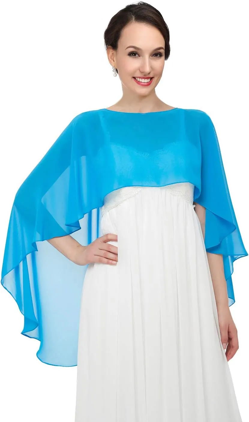 Sheer Shawls and Wraps for Evening Dresses Chiffon Capes for Women Soft Wedding Cover Up