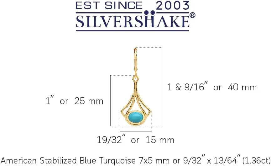 Silvershake 7X5mm Oval Shape Cabochon Gemstone White Gold Plated or Yellow Gold Plated 925 Sterling Silver Casual Drop Dangle Leverback Earrings Jewelry for Women