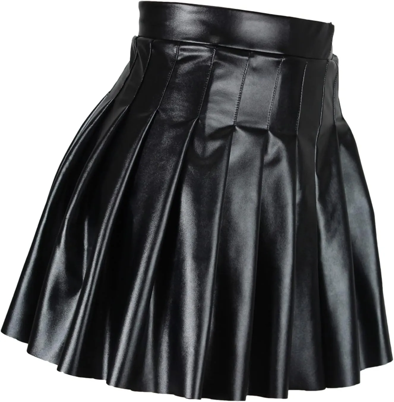 Skirt Short High Pleated Waist Elegant Solid Leather Women's Skirt Skirt Skort for Women