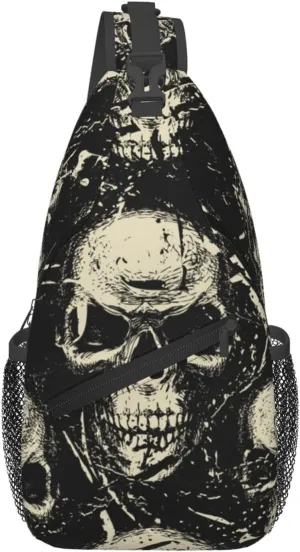 Skull Sling Backpack Chest Bag Crossbody Shoulder Bag Gym Cycling Travel Hiking Daypack For Men Women