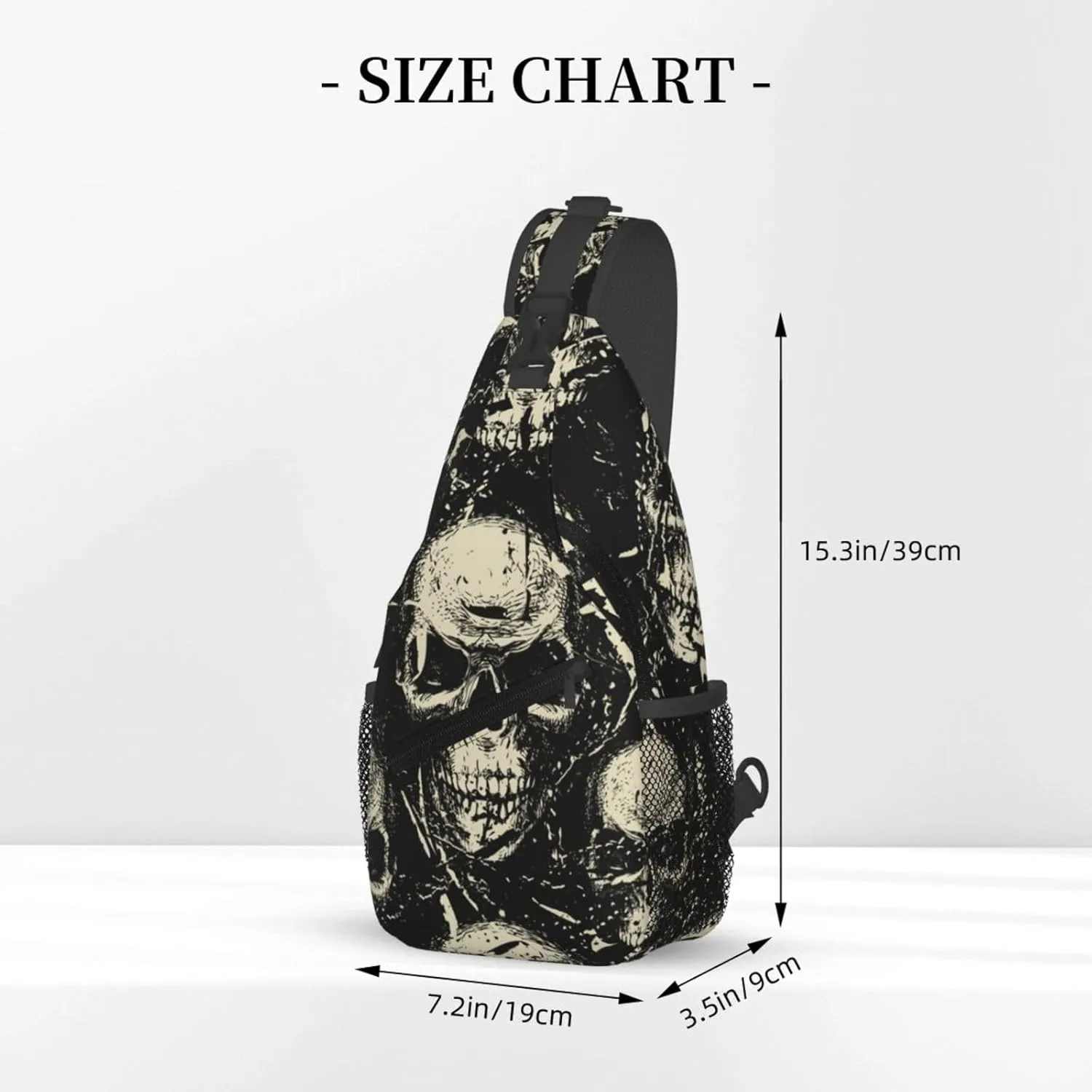 Skull Sling Backpack Chest Bag Crossbody Shoulder Bag Gym Cycling Travel Hiking Daypack For Men Women