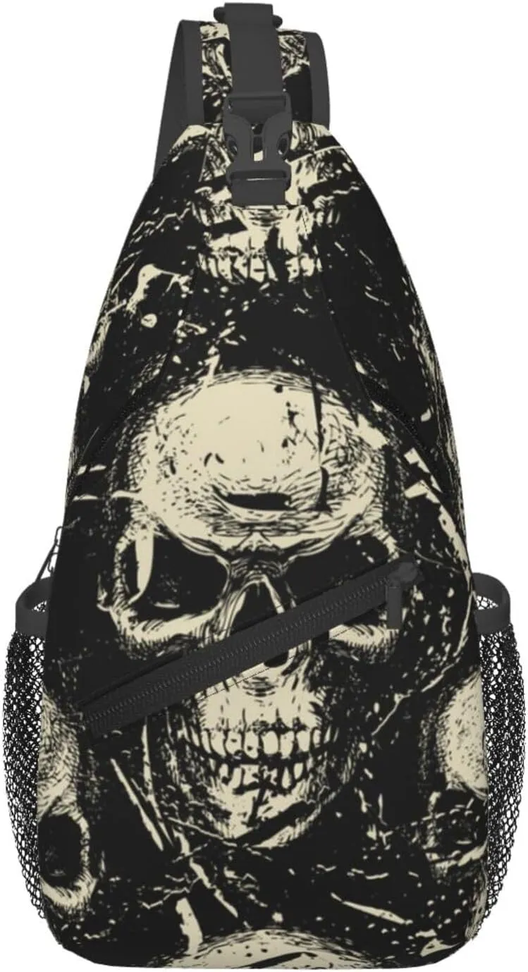 Skull Sling Backpack Chest Bag Crossbody Shoulder Bag Gym Cycling Travel Hiking Daypack For Men Women