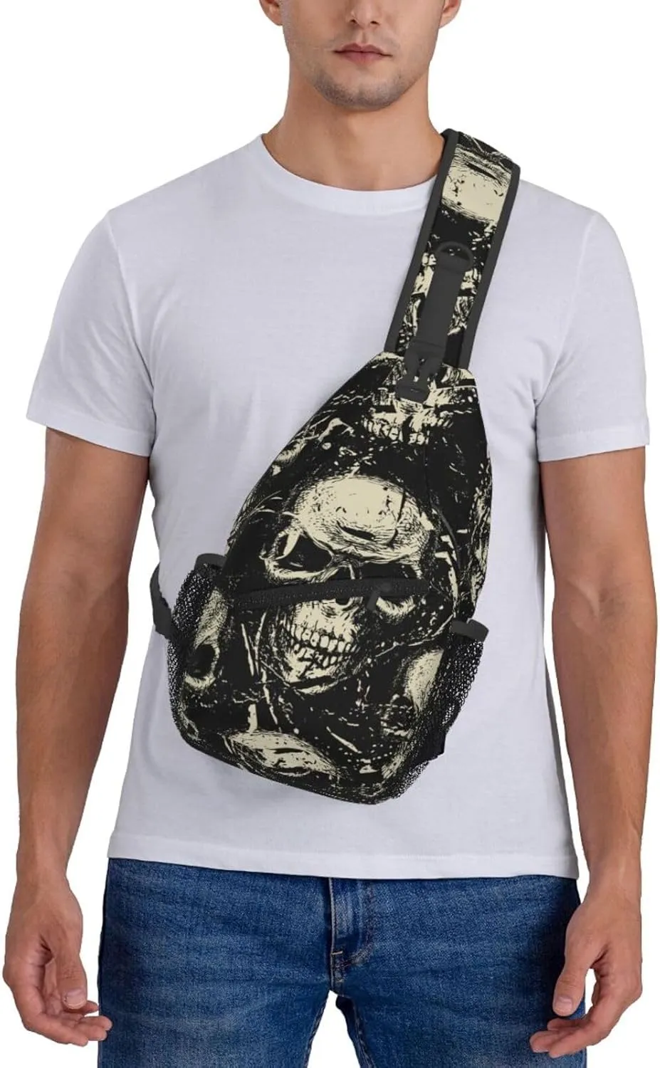 Skull Sling Backpack Chest Bag Crossbody Shoulder Bag Gym Cycling Travel Hiking Daypack For Men Women