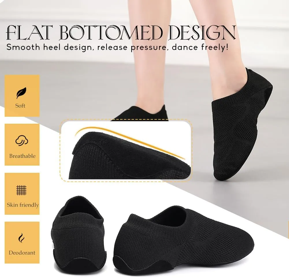 Slip-on Fabric Jazz Shoes for Women Trainning Beginner Standard Practice Dance Shoes Jazz Dance Slippers,Model SS-FGSS