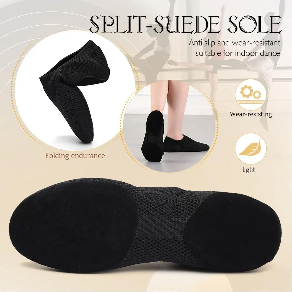 Slip-on Fabric Jazz Shoes for Women Trainning Beginner Standard Practice Dance Shoes Jazz Dance Slippers,Model SS-FGSS