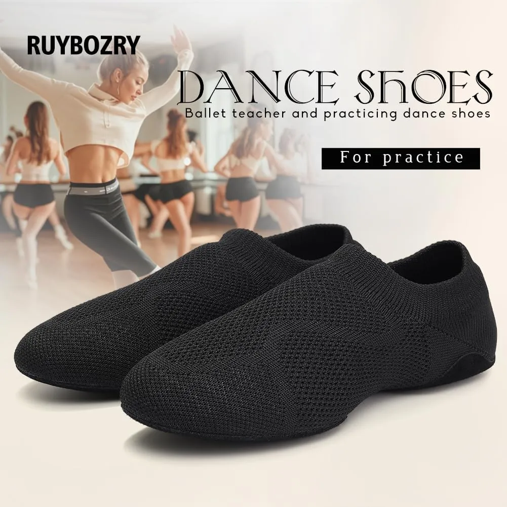 Slip-on Fabric Jazz Shoes for Women Trainning Beginner Standard Practice Dance Shoes Jazz Dance Slippers,Model SS-FGSS