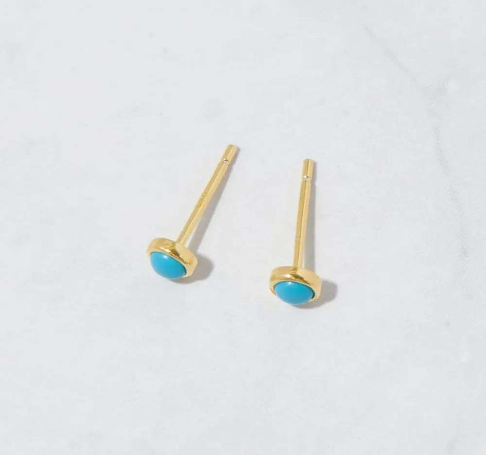 Soul Jewels,Genuine Round Turquoise Stud, Minimalist earrings, Round Bazel Setting Jewelry, Gift For Her, Party Bridesmaid Gift